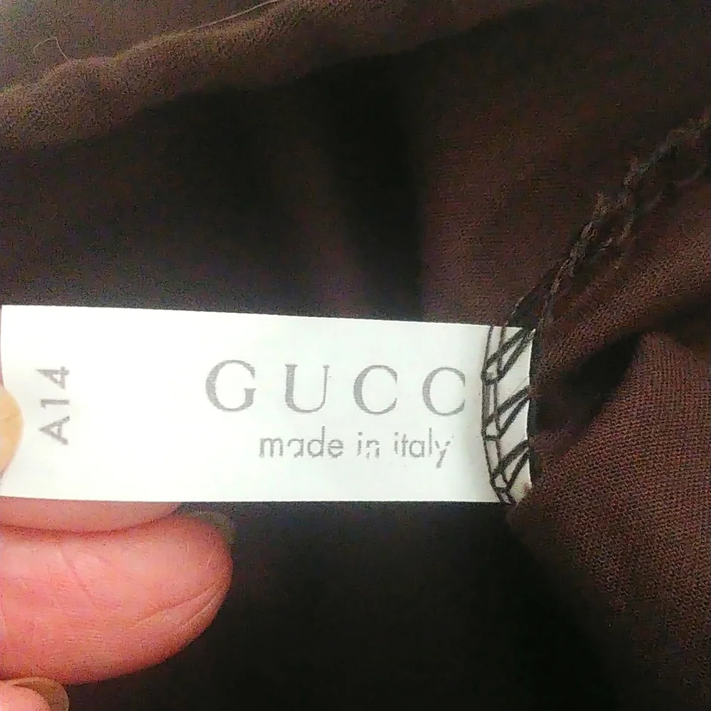 Gucci Brown Fabric Drawstring Bag